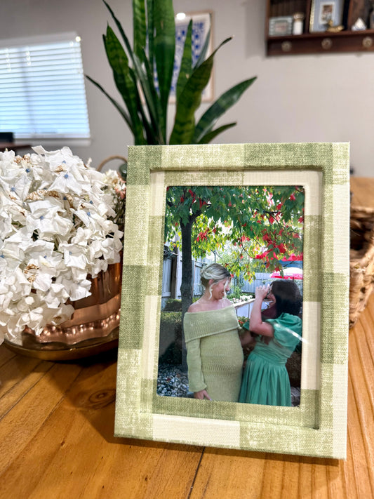 Washed Green Plaid - Fabric Wrapped Frame and Mat