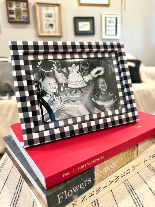 Black & White Gingham - Fabric Wrapped Frame and Mat