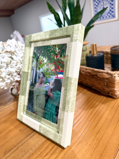 Washed Green Plaid - Fabric Wrapped Frame and Mat