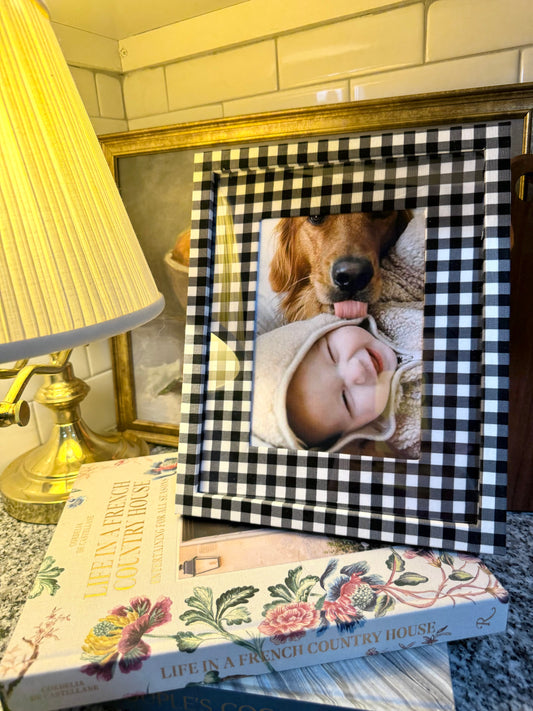 Black & White Gingham - Fabric Wrapped Frame and Mat