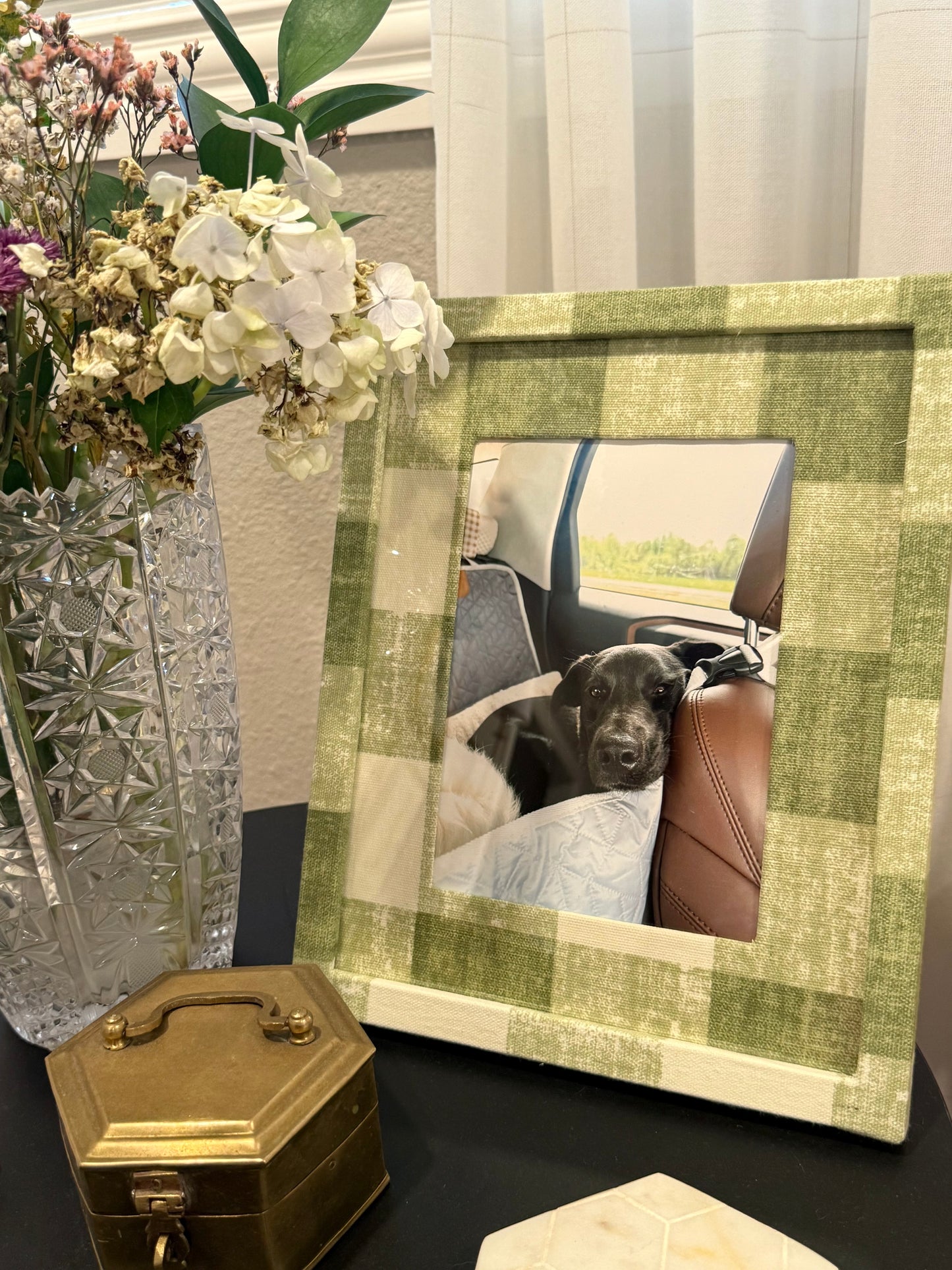 Washed Green Plaid - Fabric Wrapped Frame and Mat