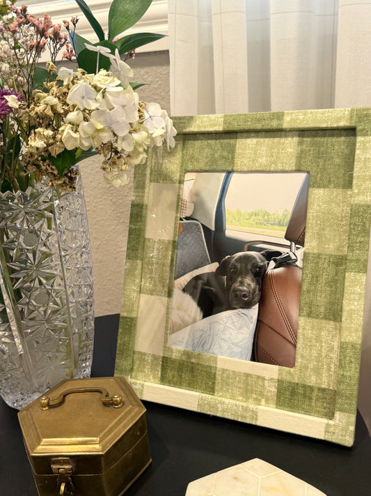 Washed Green Plaid - Fabric Wrapped Frame and Mat