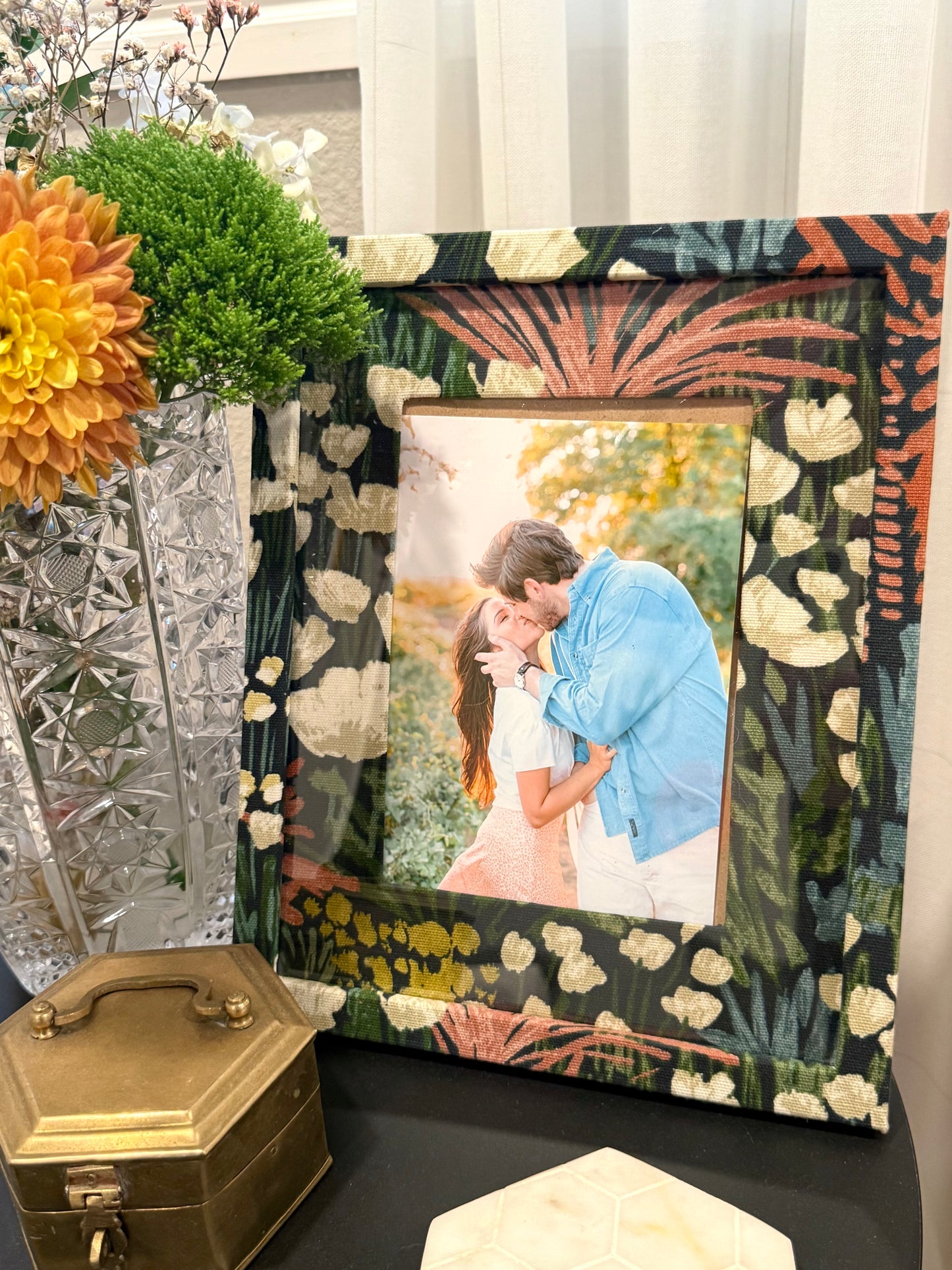 Midnight Wildflowers - Fabric Wrapped Frame and Mat