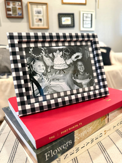 Black & White Gingham - Fabric Wrapped Frame and Mat