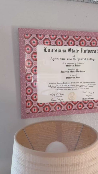 Colorful Mauve Diploma Frame - Fabric Wrapped Frame and Mat